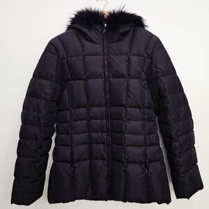 Harold's Black Puffer Jacket XL Duck Down Genuine Raccoon Fur Trim Hood